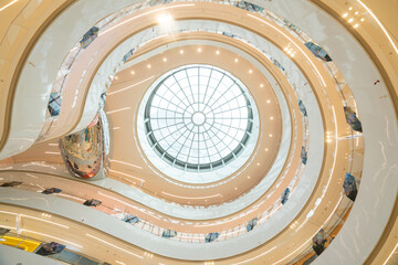 Round glass skylight of shopping center