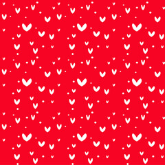 Repeating hearts, round dots and word Love. Romantic seamless pattern. pattern for Valentine's Day simple heart seamless design