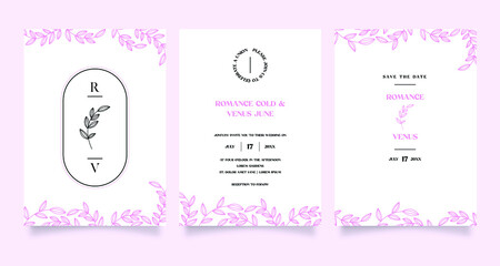 Romance wedding card design with initial cover. Easily and editable text.
