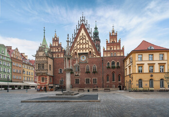 Fototapeta na wymiar Old Town Hall at Market Square - Wroclaw, Poland