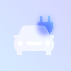 eco car glass morphism trendy style icon. electric car color vector icon with blur, transparent glass and purple gradient. for web and ui design, mobile apps and promo business polygraphy