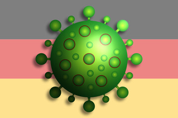 3d coronavirus vor einer Deutschlandfahne