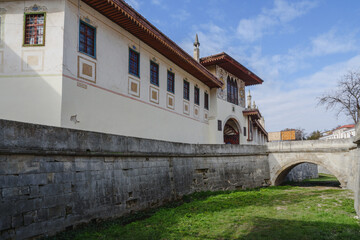 Fototapeta na wymiar View of North gate of Khan's Palace from River Street. Bakhchysarai. Crimea