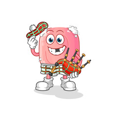 soap scottish with bagpipes vector. cartoon character