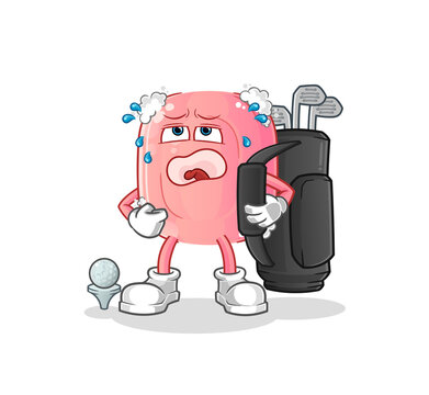 soap with golf equipment. cartoon mascot vector