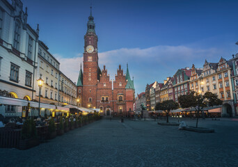 Fototapeta na wymiar Old Town Hall at Market Square at night - Wroclaw, Poland