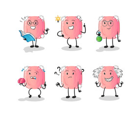 soap thinking group character. cartoon mascot vector