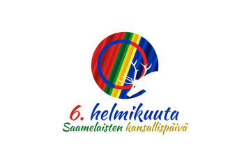 Translation: February 6, National Day of Sami. vector illustration. Suitable for greeting card, poster and banner.