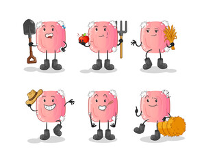 soap farmer group character. cartoon mascot vector