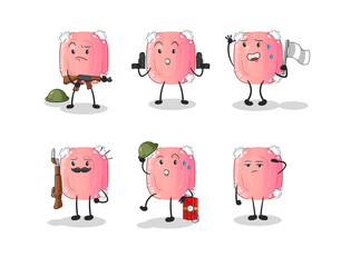 soap troops character. cartoon mascot vector
