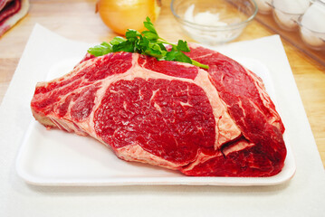 Two Raw Prime Rib Steaks Ready to be Prepared