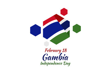 February 18, Independence Day of Gambia vector illustration. Suitable for greeting card, poster and banner 