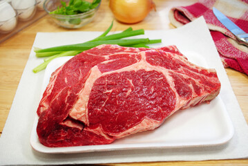 Two Raw Prime Rib Steaks Ready to be Prepared