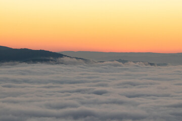 Fototapeta na wymiar Sea ​​of ​​clouds over the Monts du Lyonnais - Lyon France