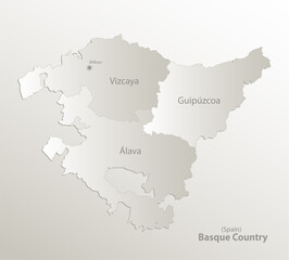 Basque Country map, administrative division, separates provinces and names individual region, card paper 3D natural vector