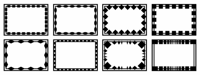 A set of eight designer frames. Frames of an unusual shape.