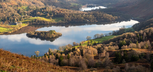 Grasmere and Rydal Water on a sunny and still morning