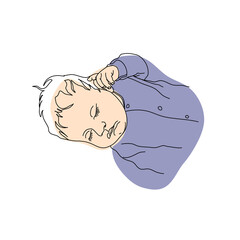 illustrations of a sleeping baby. Newborn sleeping baby in line graphic. Sweetly sleeping toddler. Icons with sleeping babies. Vector illustration concept time for bed. Cute babies see dreams