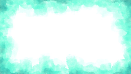 frame of cyan abstract watercolor painting background vector