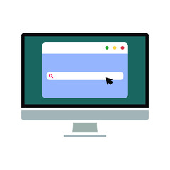 Website icon, isolated. Flat design. Monitor with website sign. vector illustration