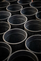 ceramic pots stand forming a beautiful background texture screensaver