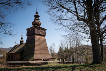 The Greek Catholic wooden church of St Michael the Archangel in a village Fricka, Slovakia