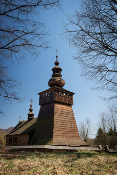 The Greek Catholic wooden church of St Michael the Archangel in a village Fricka, Slovakia
