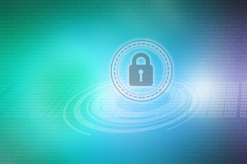 2d illustration Safety concept: Closed Padlock on digital background

