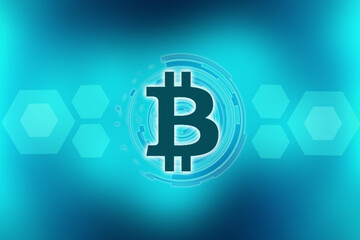 2d illustration bitcoin digital currency, futuristic digital money, futuristic digital innovation background  
