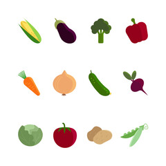 Vegetables colored icons set