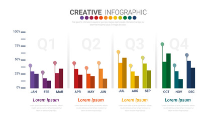 Modern colorful chart, graph. Template for diagram, presentation and chart. Infographics elements. Vector illustration.