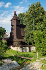 The Roman Catholic wooden Church of St Francis of Assisi in a village Hervartov, Slovakia. UNESCO Word Heritage site