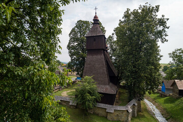 The Roman Catholic wooden Church of St Francis of Assisi in a village Hervartov, Slovakia. UNESCO Word Heritage site