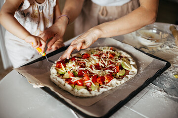 mother and child baking
