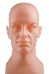 Portrait of plastic mannequin isolated on white background