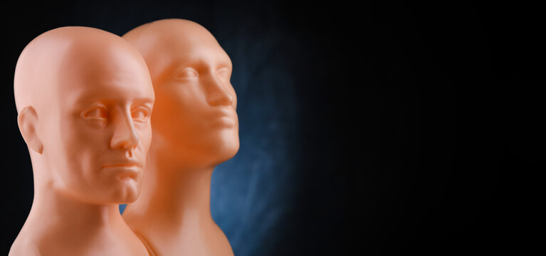 Portrait of two plastic mannequins