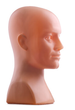 Portrait of plastic mannequin isolated on white background
