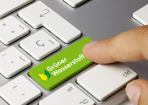 Gr&uuml;ner wasserstoff - Wort auf gr&uuml;nen taste.