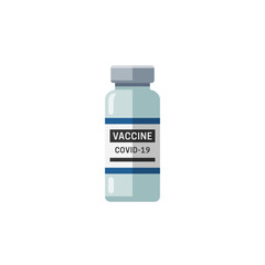 Covid-19 coronavirus vaccine. Vaccine vial flat icon. Treatment for coronavirus covid-19.