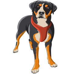 Vector drawing of a dog breed Rottweiler.
