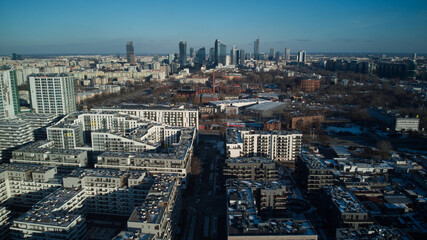 Fototapeta na wymiar Warsaw city skyline on winter