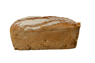 A loaf of bread isolated on a white background.
