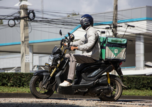 Delivery service man ride a Motercycle of Line Man