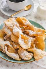 Faworki, Chrusty, Angel Wings, traditional Polish crispy pastry twists made for Carnival time.