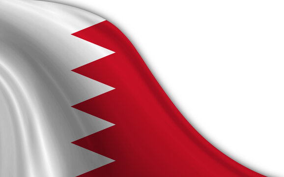 Bahrain flag waving in the wind against white background