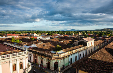 View from the La Merced bell tower of the roofs of colonial Granada, Nicaragua