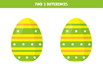Find three differences between two pictures of Easter egg.