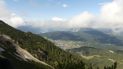 Fototapeta na wymiar Landscape view of the valley around Seefeld in Tyrol, Austria.