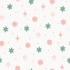 Abstract seamless patterns with stars shapes. Retro vector background textile print, surface design and wrapping paper.