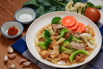 Rad Na Moo,Rad Na Pork, Rad Na Noodles, Fast Food and Thai Food Thai food concept, street food.